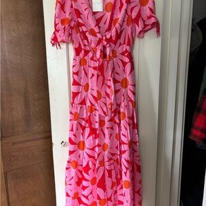 Floral Pink and Red Maxi Dress